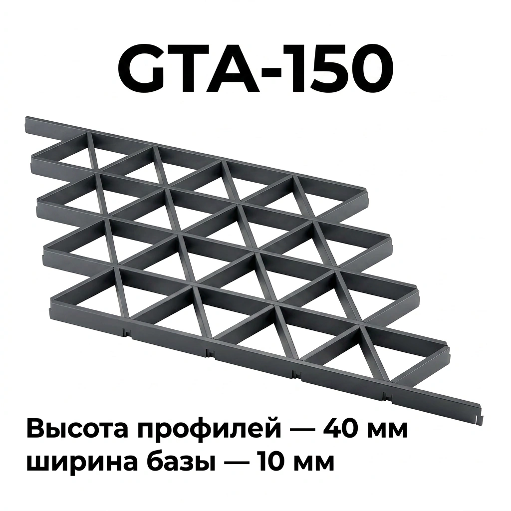 Потолок Треугольное грильято GTA-150 150×150 графит RAL 7024, алюминиевый